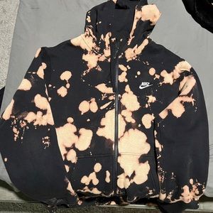 Nike Zip Up Hoodie with Unique Bleach Splatter Pattern
